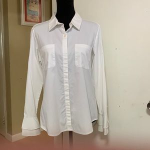 Calvin Klein long sleeve button down top white size L